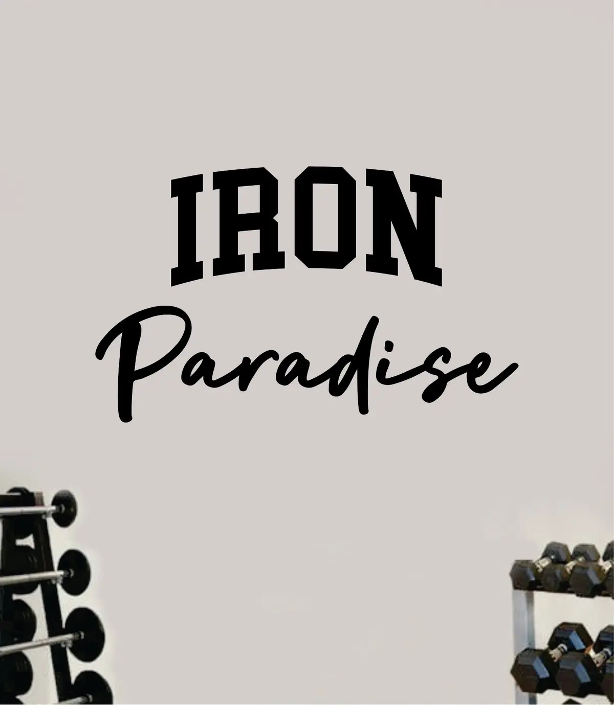 Iron Paradise Wall Decal Sticker Vinyl Art Wall Bedroom Room Home Decor Inspirational Motivational Sports Gym Lift Fitness Girls Train Beast 1