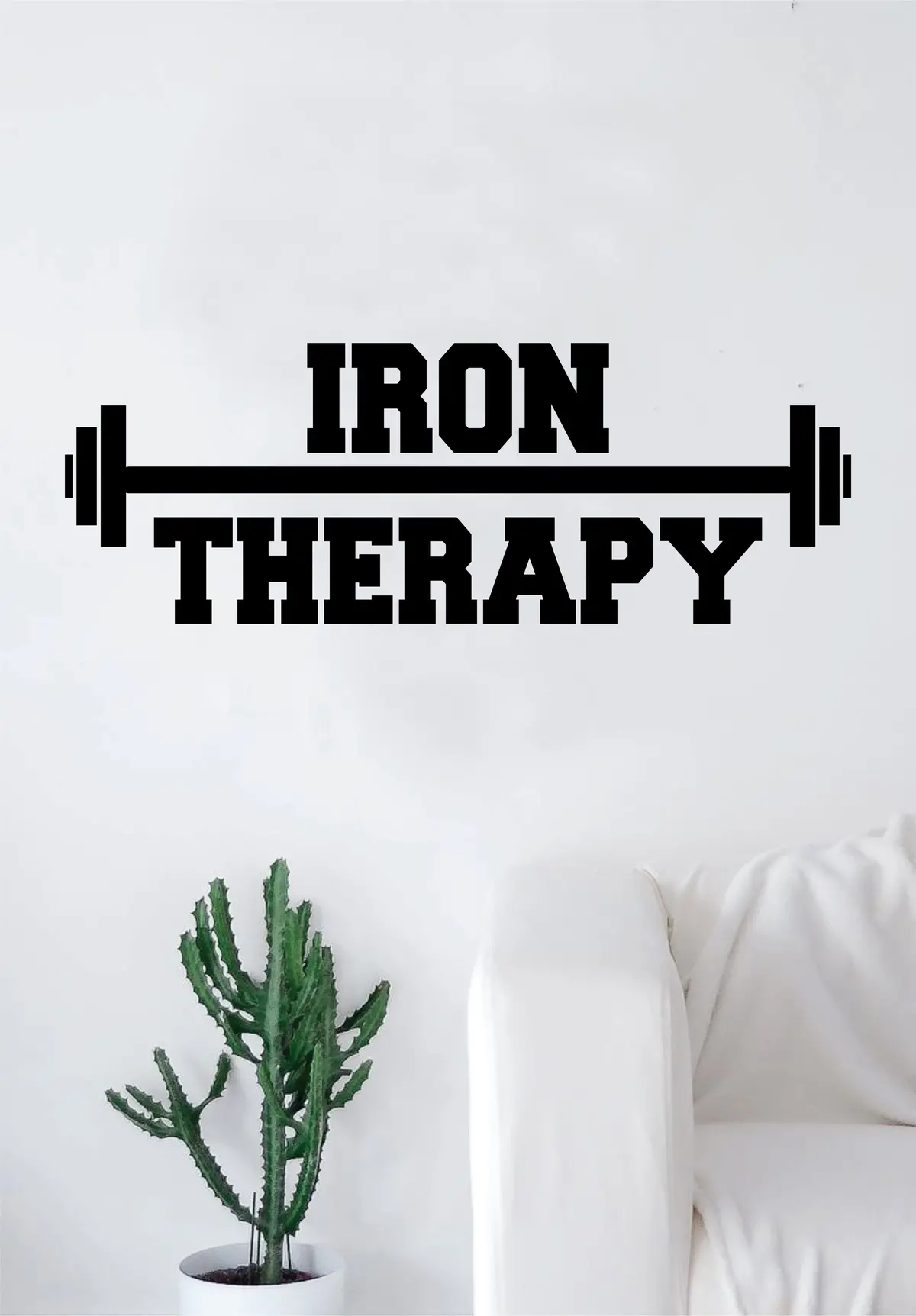 Iron Therapy Gym Fitness Wall Decal Home Decor Bedroom Room Vinyl Sticker Art Teen Work Out Quote Beast Lift Strong Inspirational Motivational Health School 1