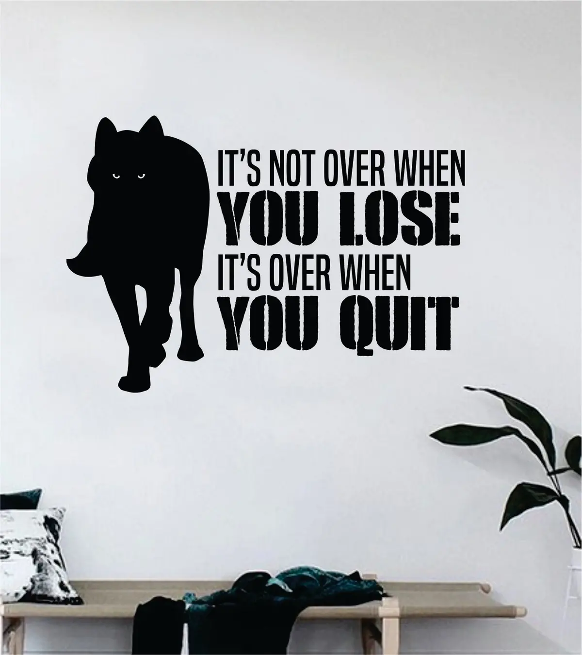 It's Over When You Quit Wolf Quote Fitness Health Decal Sticker Wall Vinyl Art Wall Bedroom Room Decor Decoration Motivation Inspirational Gym Beast Animals 1