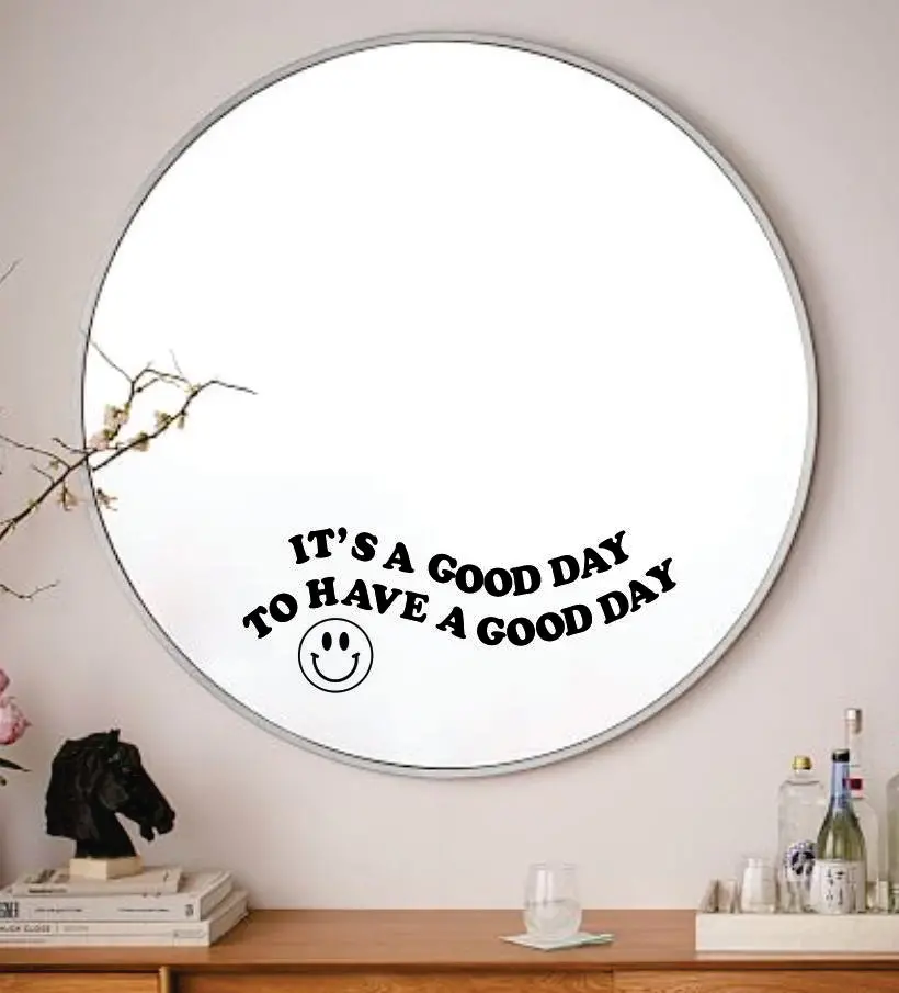It's A Good Day To Have A Good Day Smiley Face Wall Decal Sticker Vinyl Art Wall Bedroom Home Decor Inspirational Motivational Boy Girls Teen Mirror Beauty 1