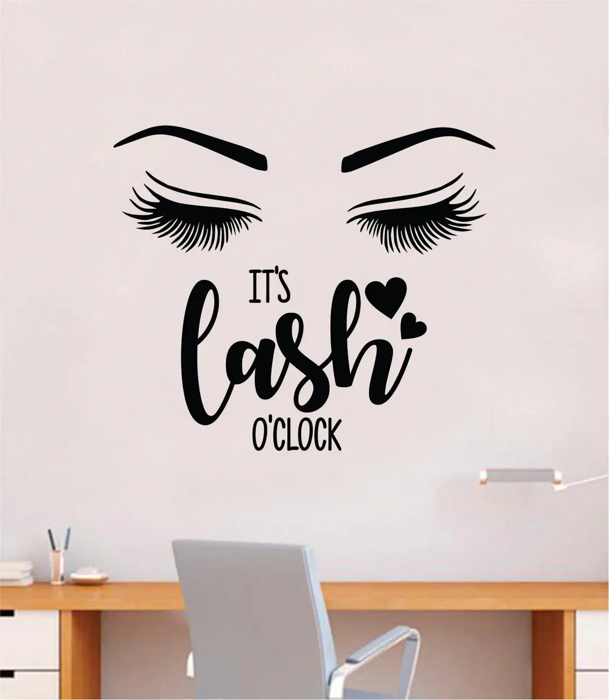 It's Lash Oclock Wall Decal Sticker Vinyl Home Decor Bedroom Art Make Up Cosmetics Beauty Salon Girls Eyes Lashes Brows Eyelashes Eyebrows 1