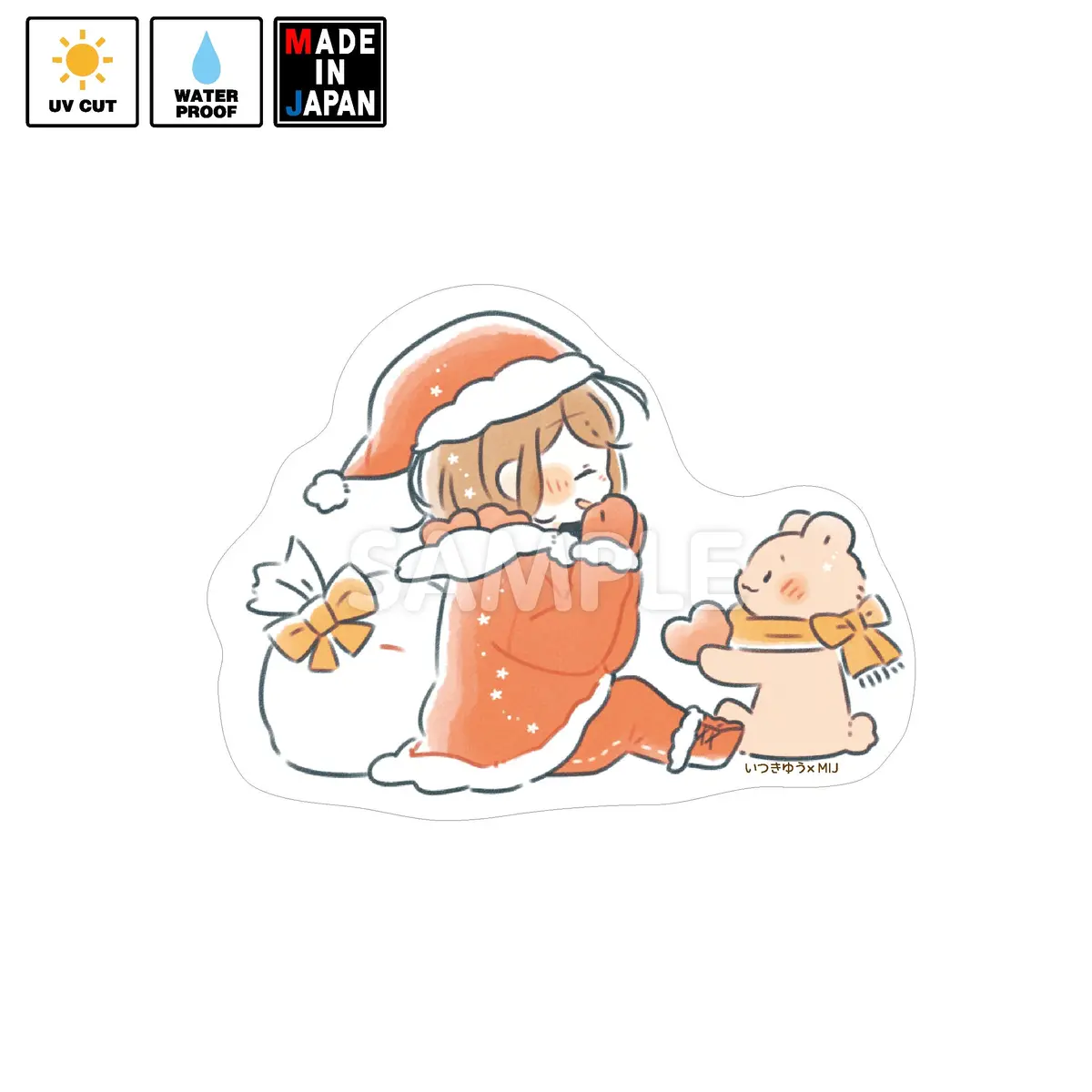 Itk017　ステッカー　いつきゆう　くまちゃん 　クリスマス 1