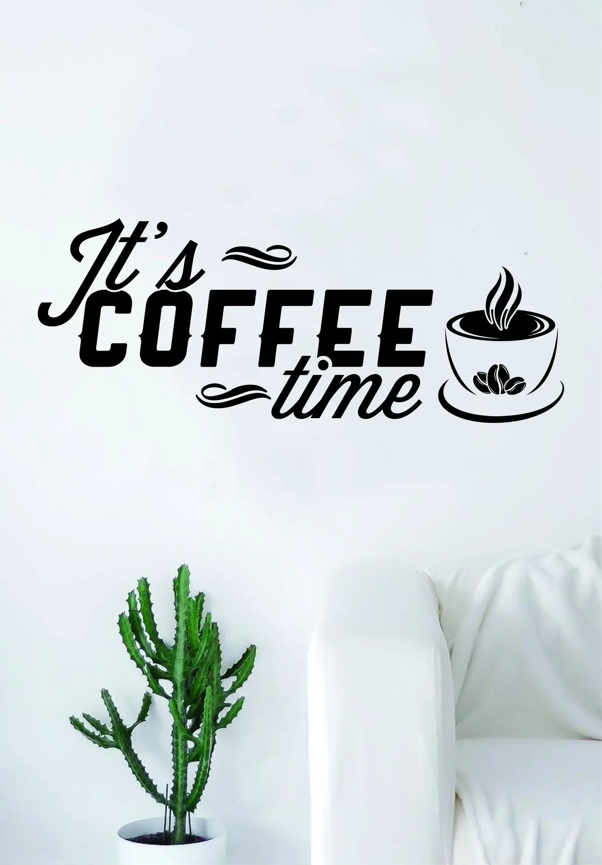 It's Coffee Time Quote Wall Decal Sticker Bedroom Living Room Art Vinyl Beautiful Kitchen Cute Shop Morning 1