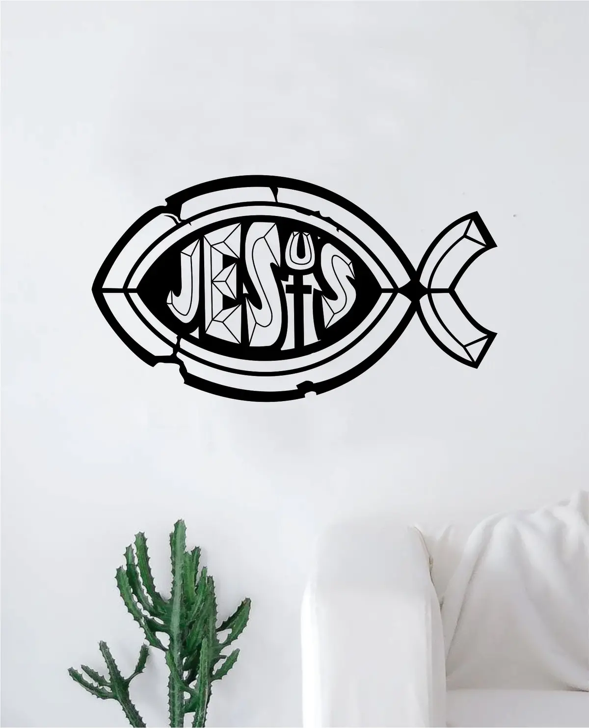 Jesus Fish Decal Sticker Wall Vinyl Art Home Decor Inspirational Kids Nursery Teen Religious God Chuch 1