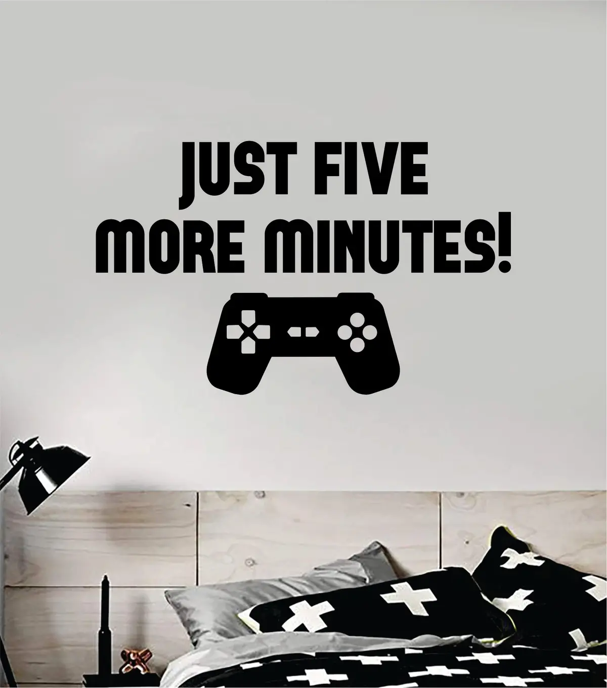 Just Five More Minutes Gamer Wall Decal Quote Home Room Decor Art Vinyl Sticker Funny Game Gaming Nerd Geek Teen Video Kids Xbox Ps4 1