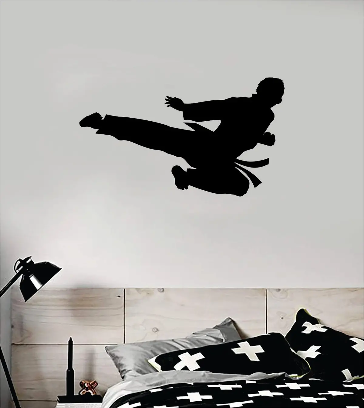 Karate Kick Mma Decal Sticker Wall Vinyl Art Decor Home Grapple Blackbelt Sports Fight Gym Fitness Jiu Jitsu Karate Kickbox Box Wrestle 1