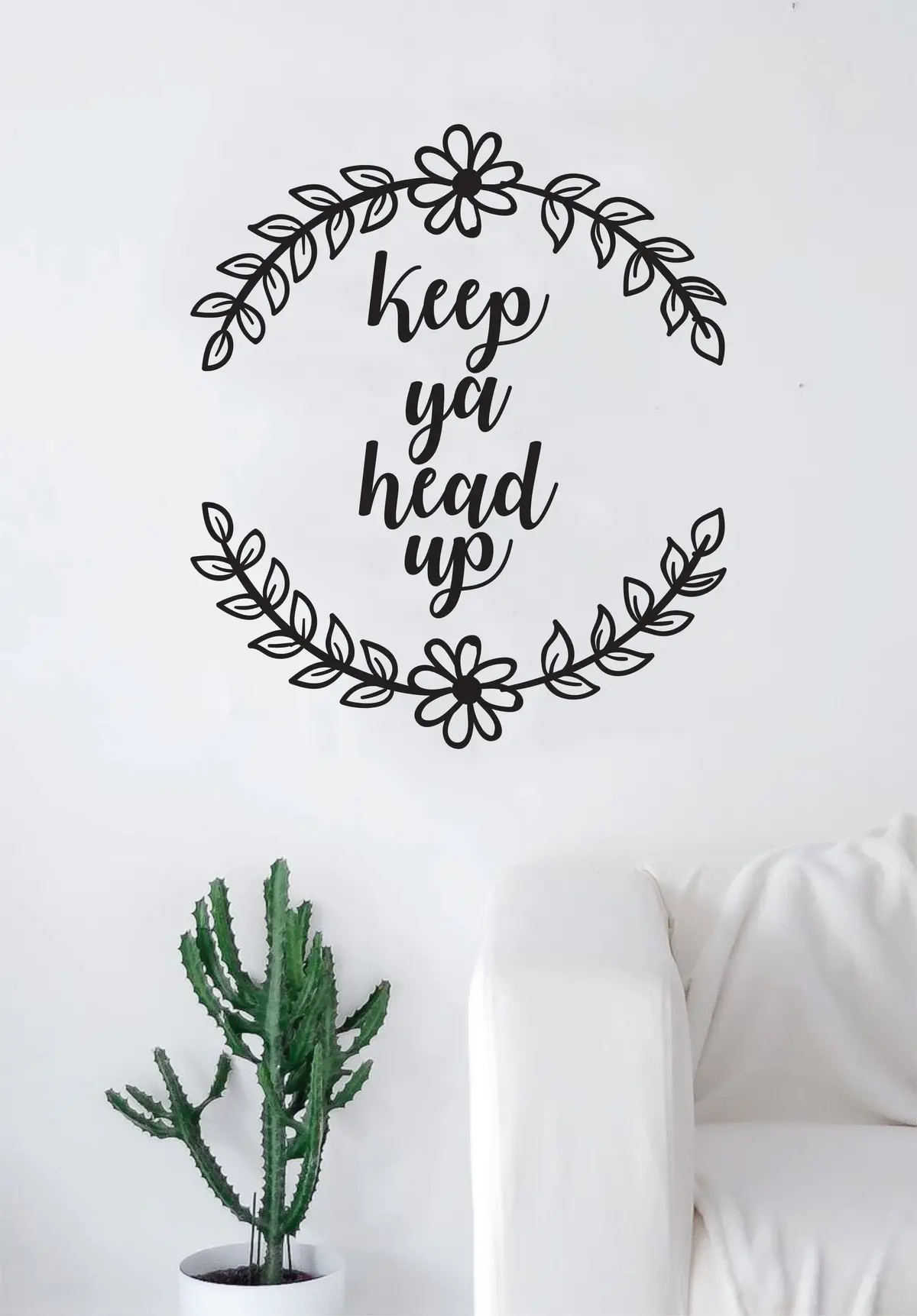 Keep Ya Head Up Flowers Quote Wall Decal Sticker Room Art Vinyl Inspirational Gangsta Cute Tupac Hip Hop Rap Thug 2Pac Shakur Music 1