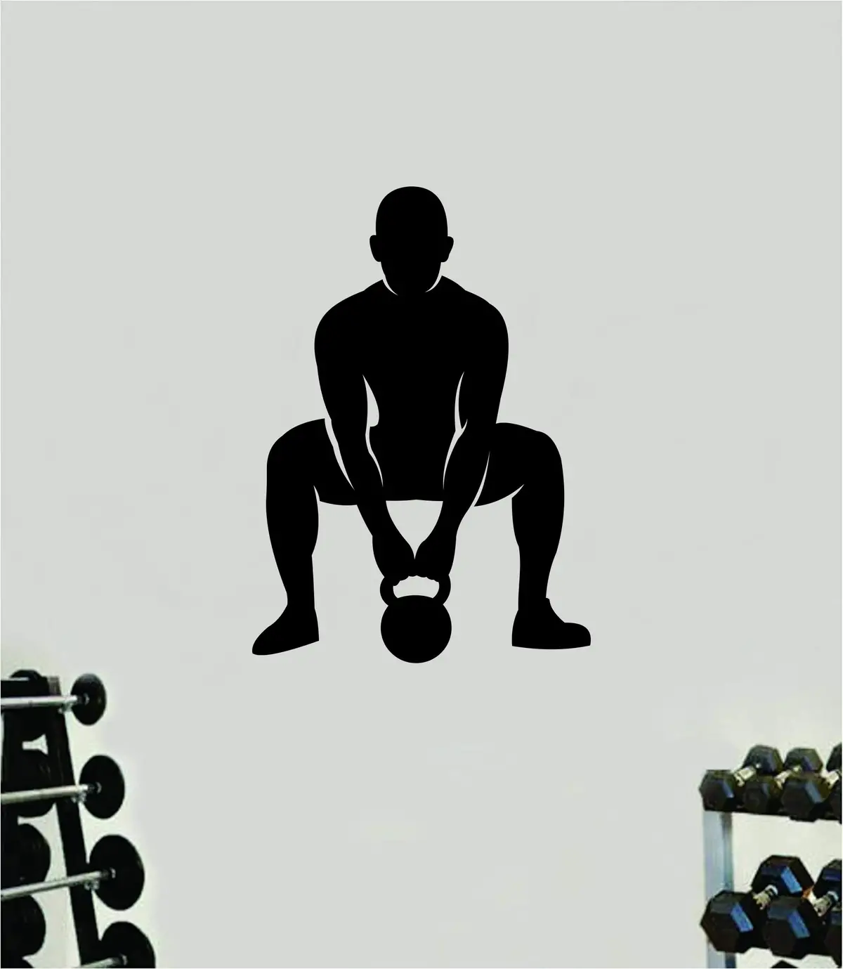 Kettlebell Squat Wall Decal Home Decor Bedroom Room Vinyl Sticker Art Teen Work Out Gym Fitness Train Lift Strong Inspirational Motivational Health 1