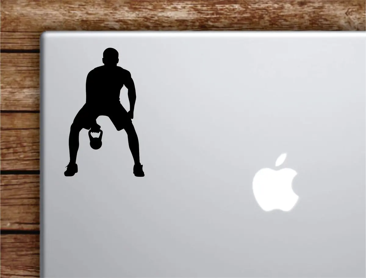 Kettlebell Swing Laptop Wall Decal Sticker Vinyl Art Quote Macbook Apple Decor Car Window Truck Kids Baby Teen Inspirational Gym Fitness Lift Sports 1