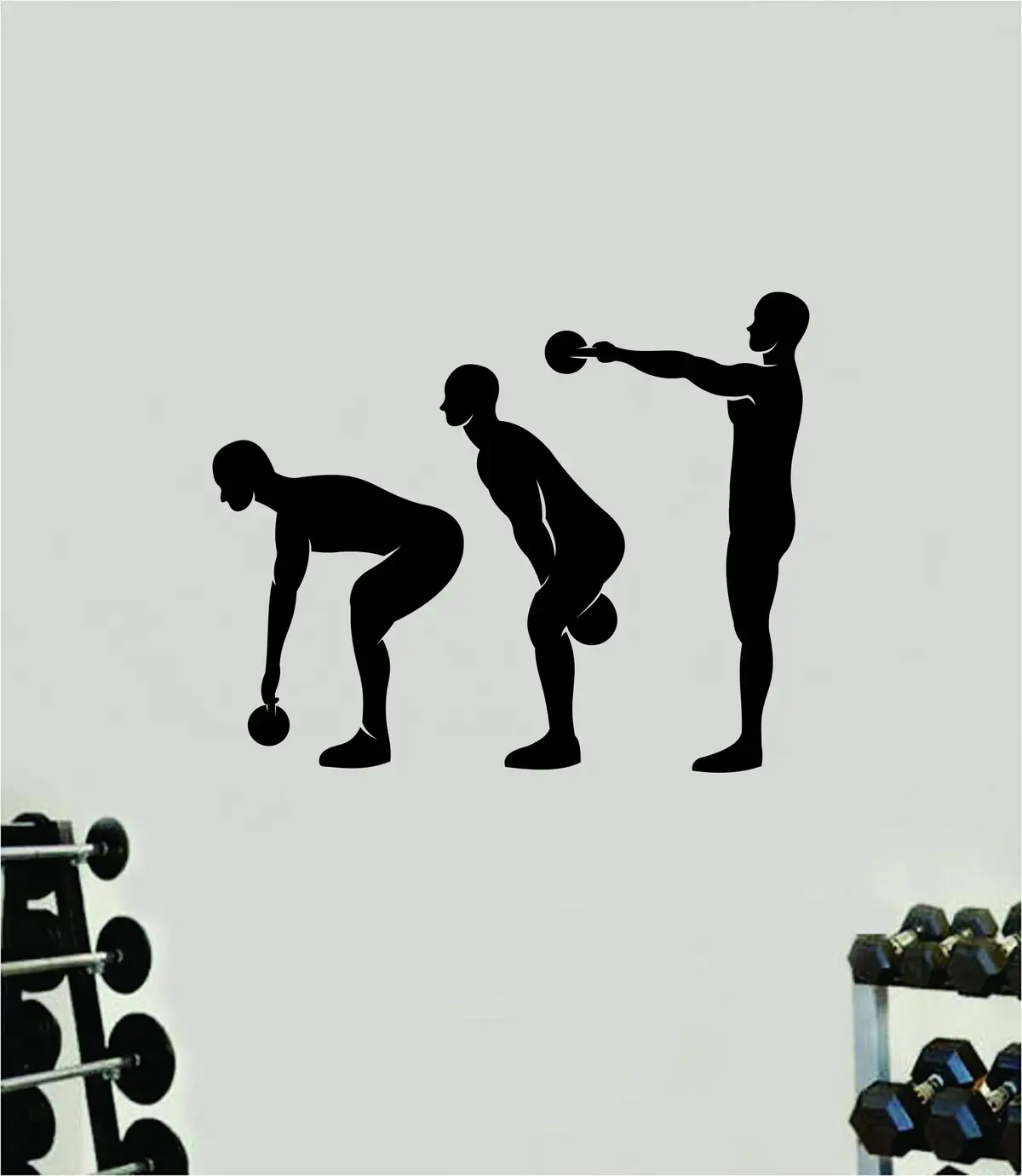 Kettlebell Swing V2 Wall Decal Home Decor Bedroom Room Vinyl Sticker Art Teen Work Out Gym Fitness Train Lift Strong Inspirational Motivational Health 1