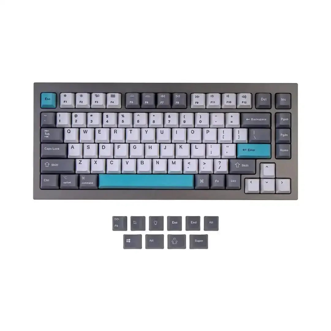 Keychron Keycaps - Q1 & K2 Oem Dye-Sub Pbt Keycap Set - Grey White Blue 1