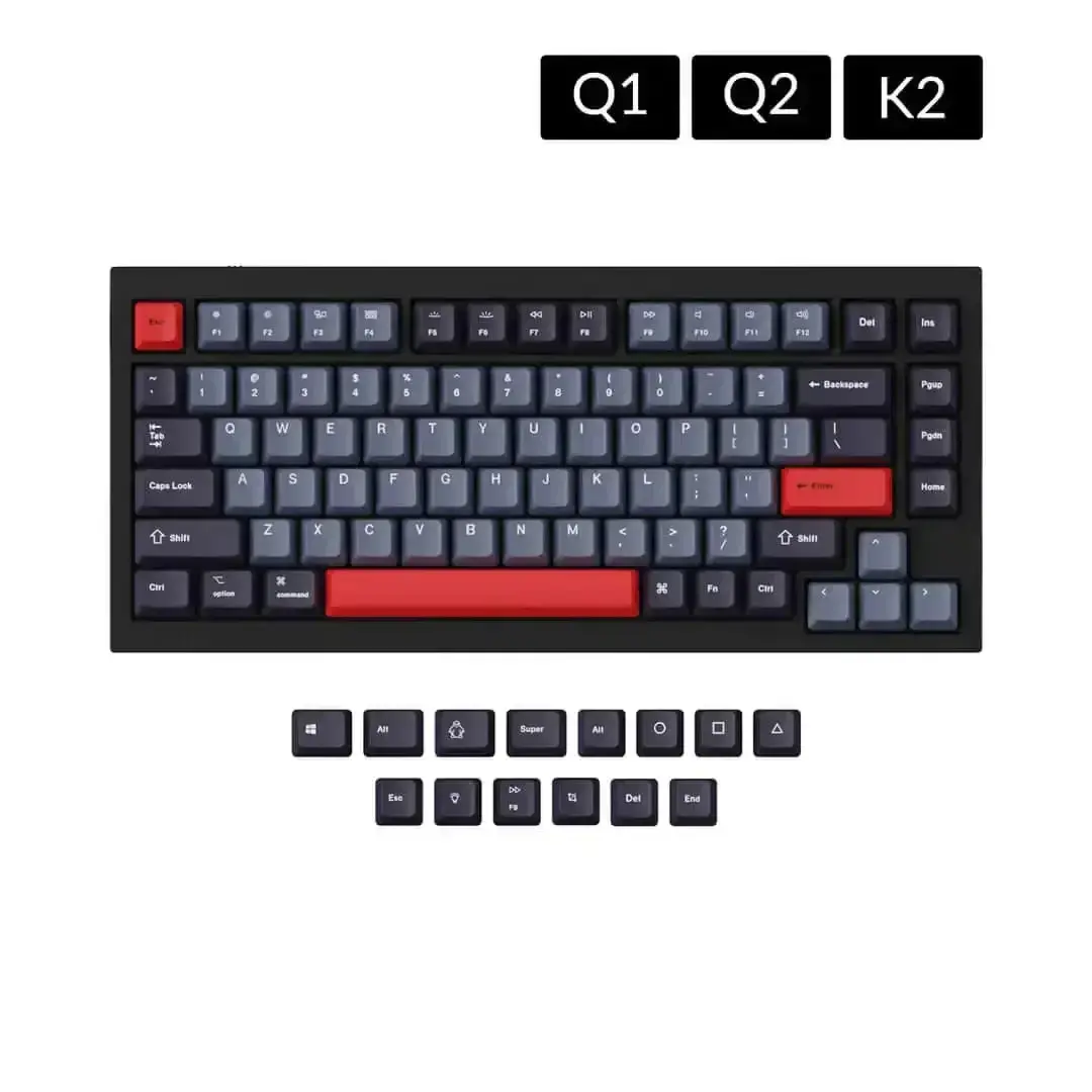 Keychron Keycaps - Q1 & K2 Oem Dye-Sub Pbt Keycap Set - Dolch Red 1