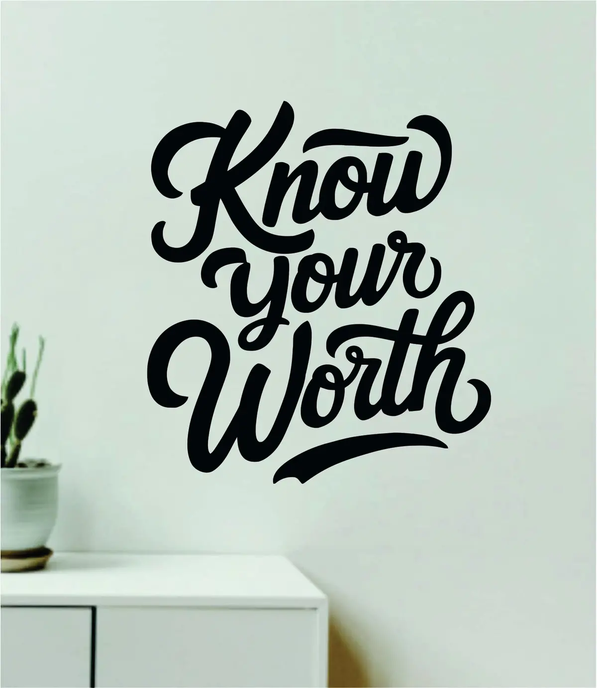 Know Your Worth V3 Wall Decal Home Decor Art Sticker Vinyl Quote Inspirational Motivation Positive Affirmations Mental Health 1