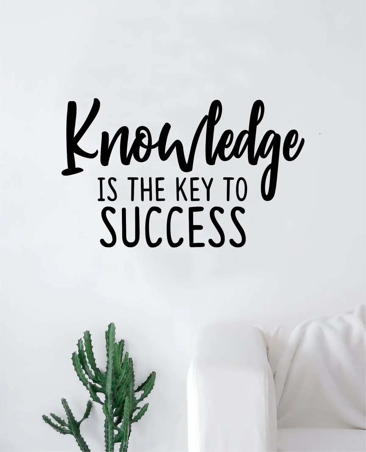 Knowledge Is The Key To Success Wall Decal Sticker Vinyl Art Bedroom Living Room Decor Decoration Teen Quote Inspirational Motivational School Teacher Class Student Smart Geek Books College 1