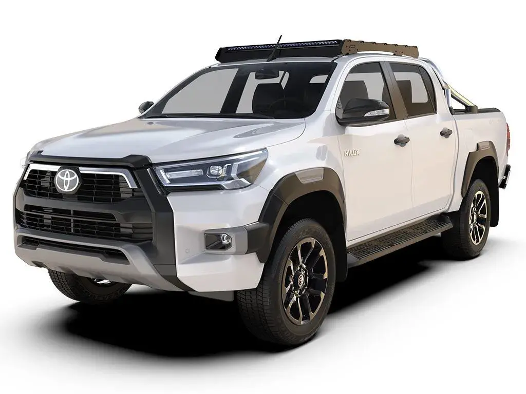 Front Runner Slimsport Roof Rack Kit For Truck – Fits 2016-Current Toyota Hilux – Black Aluminum Light Bar Ready Roof Rack (1Pc) 1