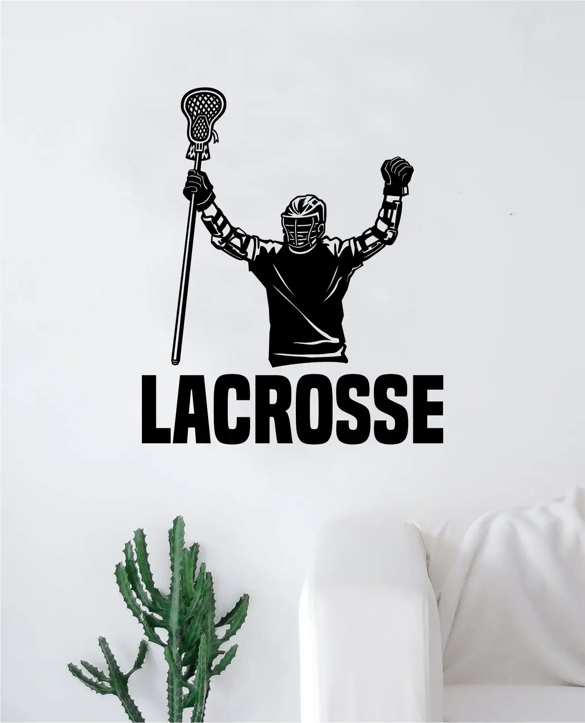 Lacrosse Decal Sticker Room Bedroom Wall Vinyl Art Decor Girl Boy Teen Kids Sports Field Goal 1