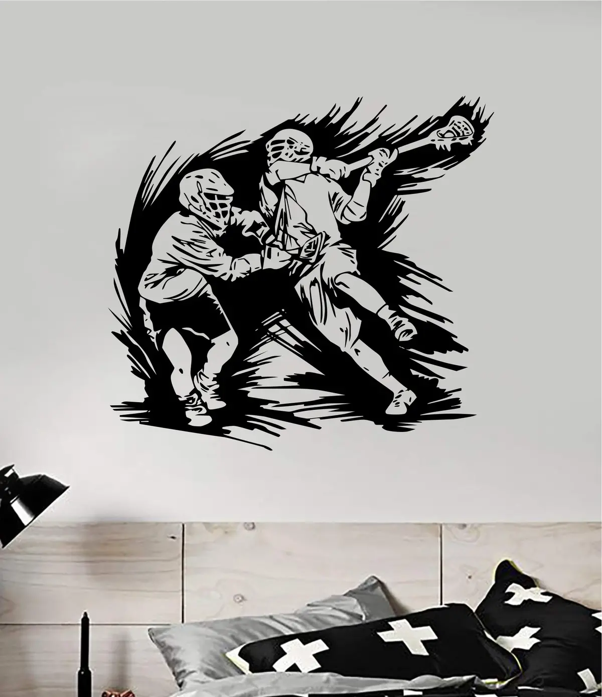 Lacrosse V2 Wall Decal Sticker Room Bedroom Vinyl Art Home Decor Girl Boy Teen Kids Sports School Field Goal 1