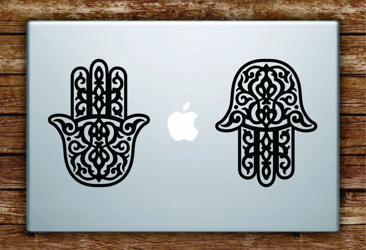 2 Hamsa Hands Laptop Decal Sticker Vinyl Art Quote Macbook Apple Decor Yoga Mandala 1