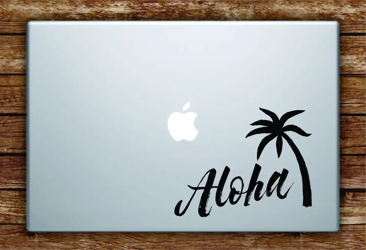 Aloha Palm Tree Quote Laptop Decal Sticker Vinyl Art Quote Macbook Apple Decor Quote Beach Hawaii 1