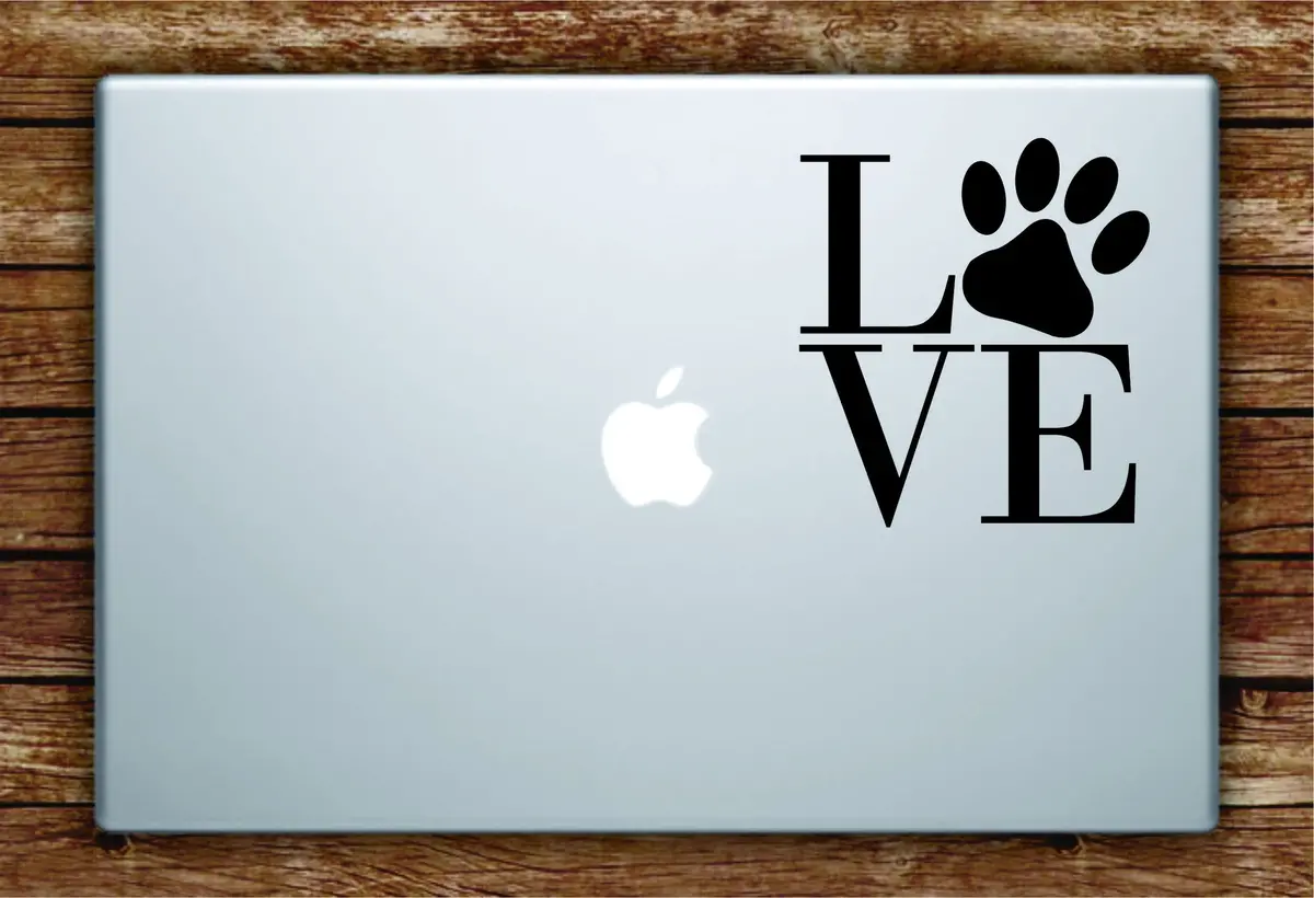 Love Dog Paw Print Laptop Decal Sticker Vinyl Art Quote Macbook Apple Decor Animal Rescue Puppy 1