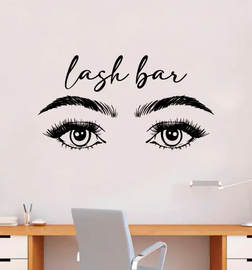 Lash Bar Wall Decal Sticker Vinyl Home Decor Bedroom Art Make Up Cosmetics Girls Eyes Eyebrows Eyelashes Brows Vanity Beauty 1