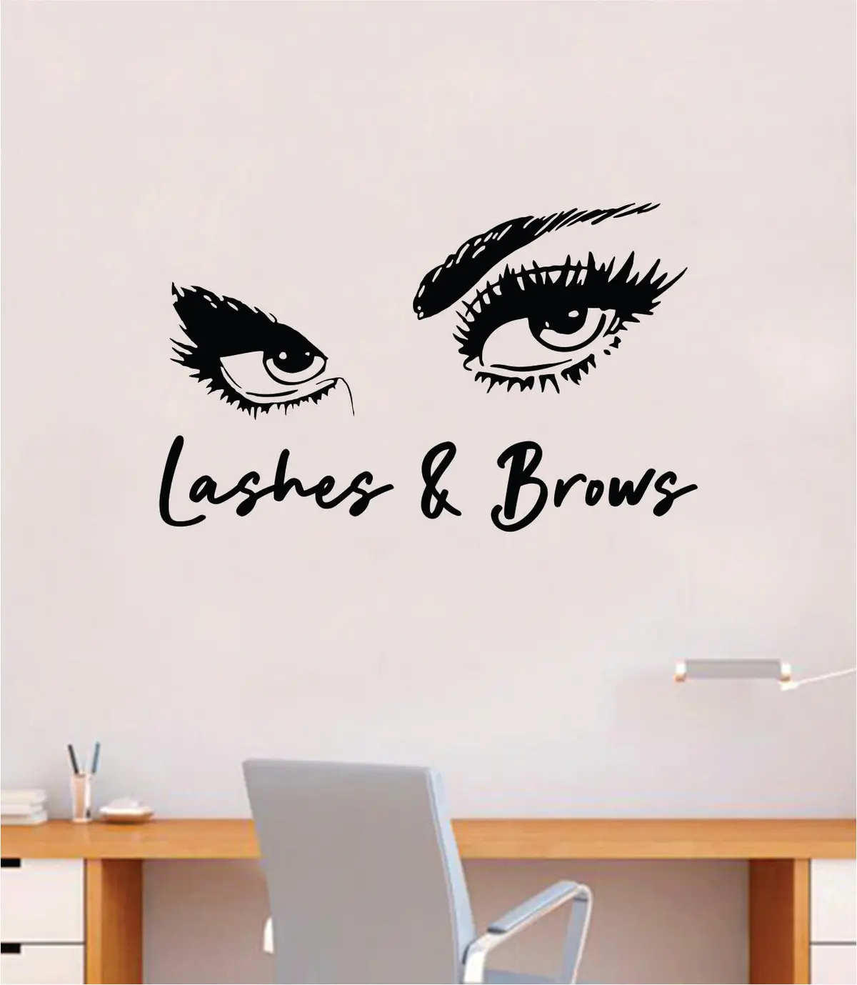Lashes And Brows V2 Wall Decal Sticker Vinyl Home Decor Bedroom Art Make Up Cosmetics Beauty Salon Girls Eyes Eyelashes Eyebrows 1