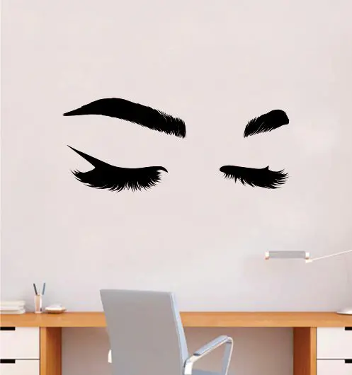 Lashes And Brows V4 Wall Decal Sticker Vinyl Home Decor Bedroom Art Make Up Cosmetics Girls Eyes Eyebrows Eyelashes Vanity Beauty 1