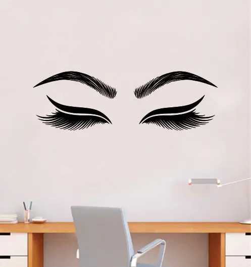 Lashes And Brows V5 Wall Decal Sticker Vinyl Home Decor Bedroom Art Make Up Cosmetics Girls Eyes Eyebrows Eyelashes Vanity Beauty 1