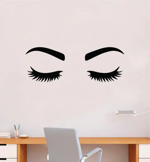 Lashes And Brows V6 Girls Wall Decal Sticker Vinyl Home Decor Bedroom Art Makeup Cosmetics Eyes Eyebrows Eyelashes Vanity Beauty 1