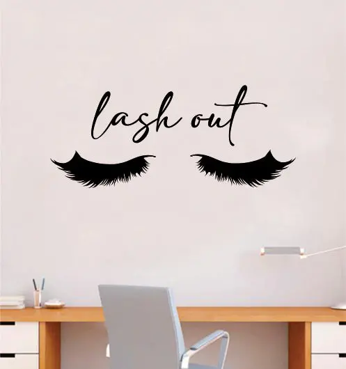 Lash Out V3 Wall Decal Sticker Vinyl Home Decor Bedroom Art Make Up Cosmetics Girls Eyes Eyebrows Eyelashes Lashes Brows Vanity Beauty 1