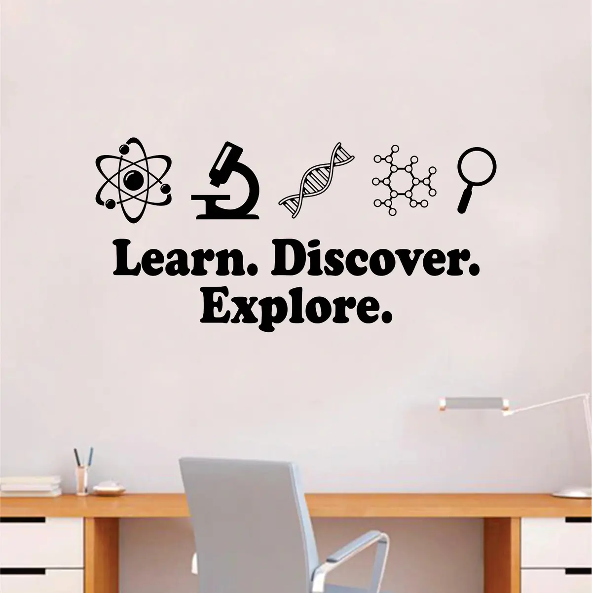 Learn Discover Explore V4 Science Wall Decal Sticker Vinyl Art Home Room Decor Teacher School Scientist Chemistry Classroom Lab Class 1