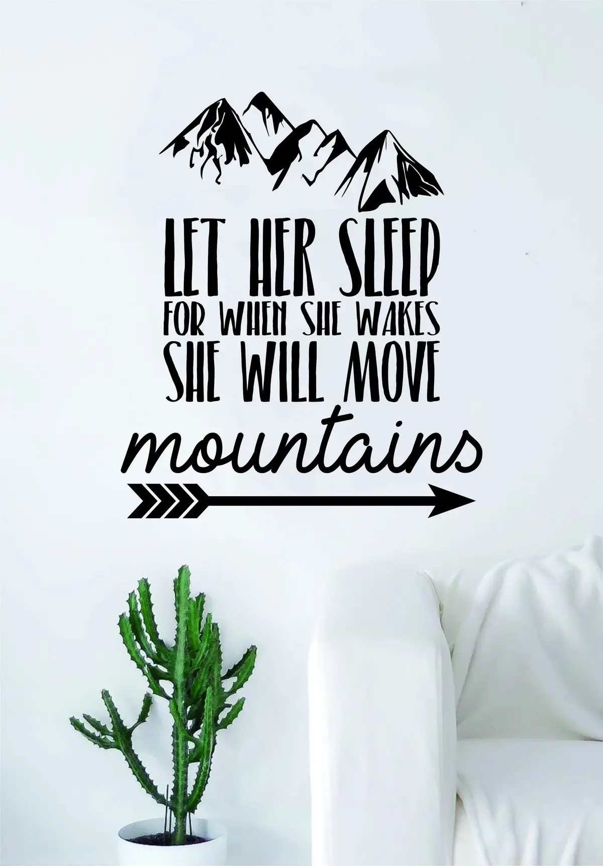 Let Her Sleep Move Mountains Quote Decal Sticker Wall Vinyl Art Decor Inspirational Cute Beautiful Baby Newborn Daughter 1