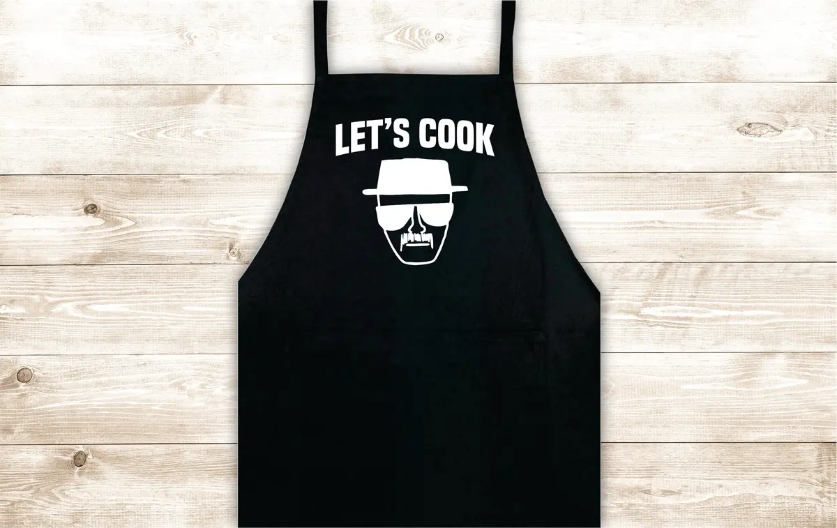 Let's Cook Apron Heat Press Vinyl Bbq Barbeque Cook Grill Chef Bake Food Kitchen Funny Gift Men Breaking Bad Heisenberg Walter White 1