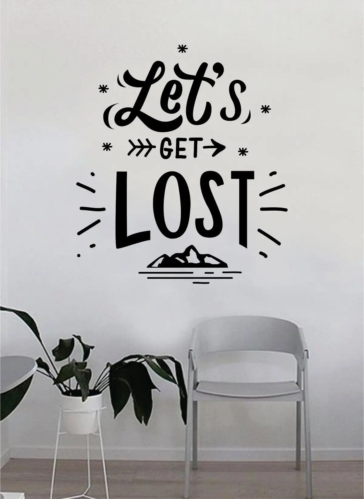 Let's Get Lost Arrow Mountains Decal Quote Home Room Decor Decoration Art Vinyl Sticker Inspirational Motivational Adventure Teen Travel Wanderlust Explore Family 1