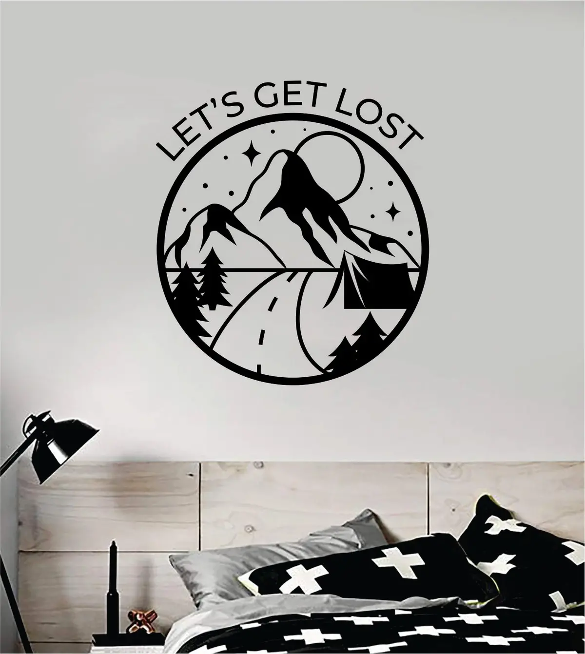 Let's Get Lost Mountains Wall Decal Sticker Bedroom Room Art Vinyl Beautiful Inspirational Adventure Travel Wanderlust Teen Kids Baby Nursery 1
