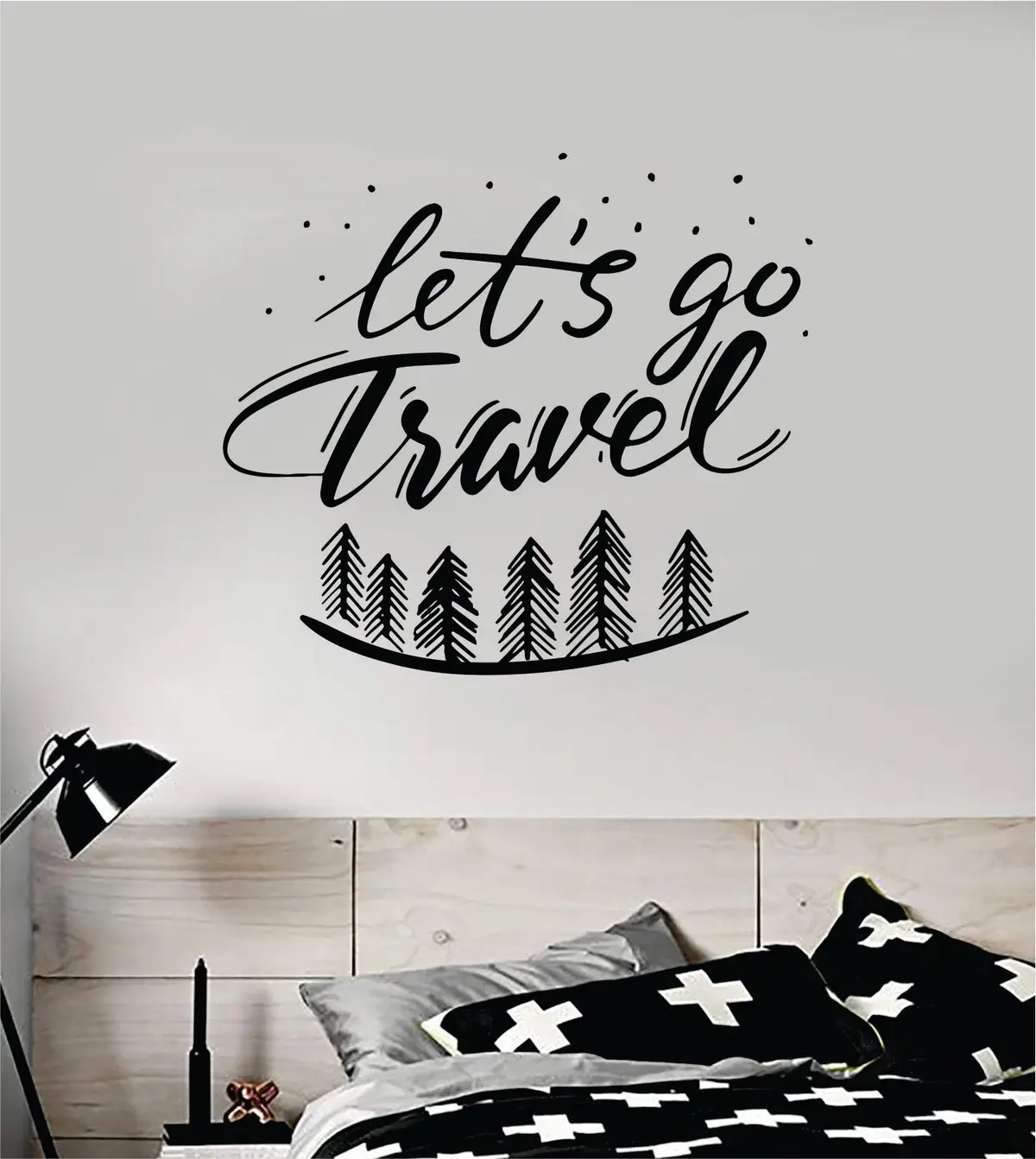 Let's Go Travel V2 Wall Decal Sticker Bedroom Room Art Vinyl Beautiful Inspirational Adventure Mountains Wanderlust Explore Teen Kids Baby Nursery Trees 1