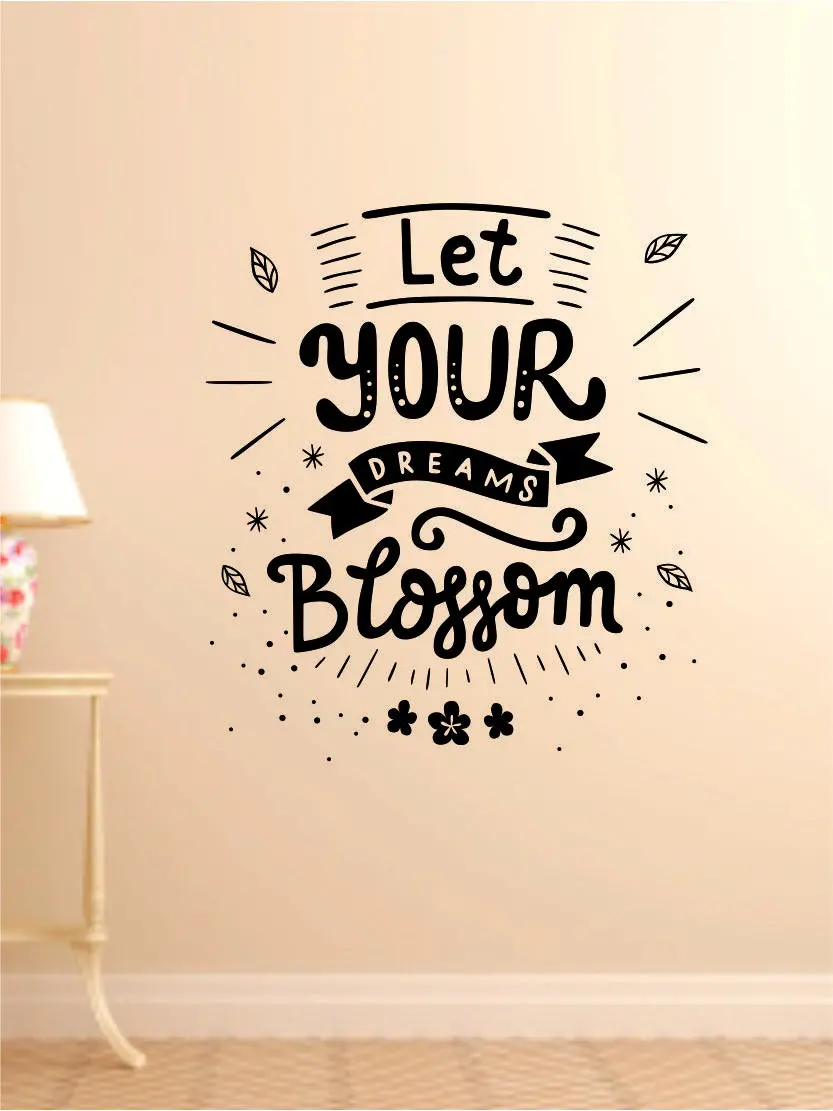 Let Your Dreams Blossom Wall Decal Sticker Vinyl Art Bedroom Room Home Decor Inspirational Motivational Teen Baby Nursery Flowers 1