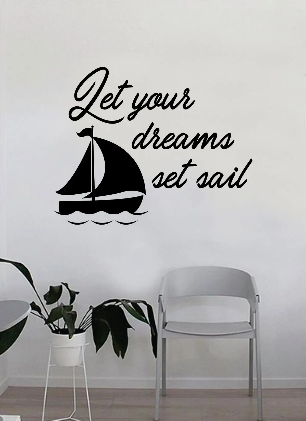Let Your Dreams Set Sail Wall Decal Sticker Room Art Vinyl Home House Decor Traditional Nautical Ocean Boat Quote Inspirational Sea Teen Sailboat Inspire Motivational Beach 1