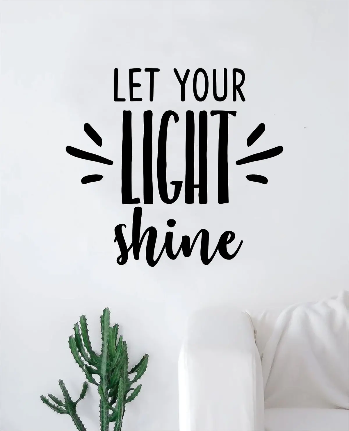Let Your Light Shine Quote Wall Decal Sticker Bedroom Home Room Art Vinyl Inspirational Motivational Teen Decor Religious Bible Verse Blessed Spiritual God 1