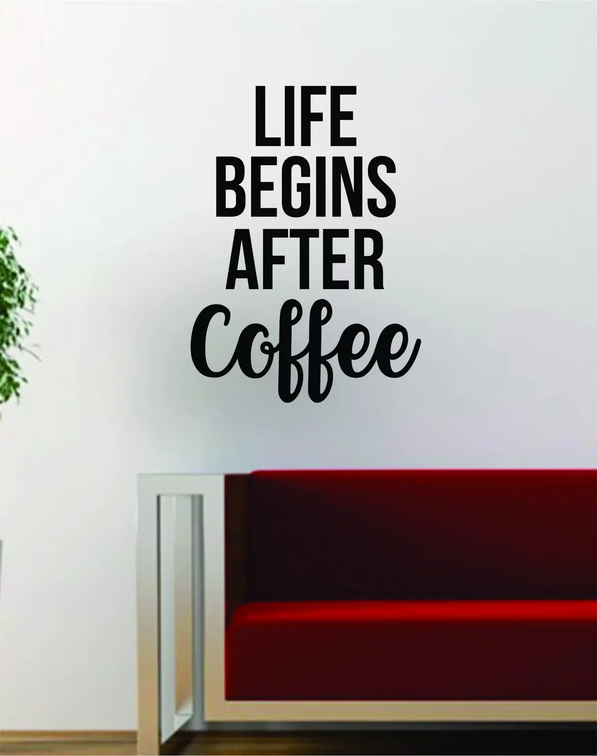 Life Begins After Coffee Quote Decal Sticker Wall Vinyl Art Words Decor Kitchen Gift Funny 1