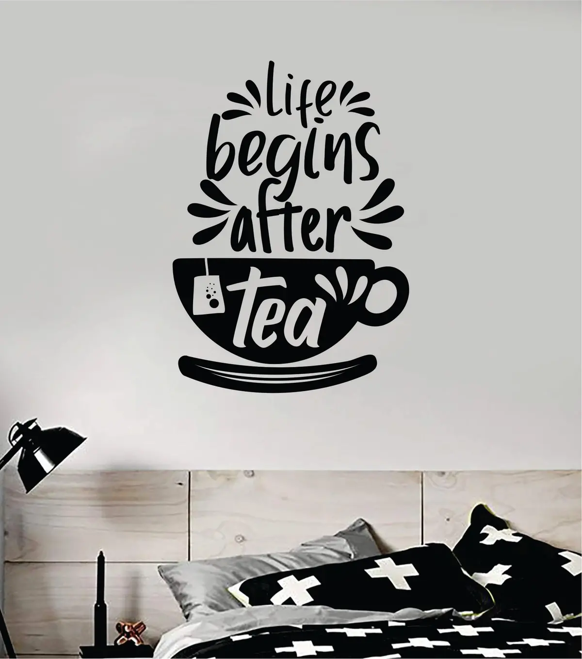 Life Begins After Tea Wall Decal Sticker Vinyl Art Bedroom Room Home Decor Quote Inspirational Kitchen Morning Cute Yoga 1