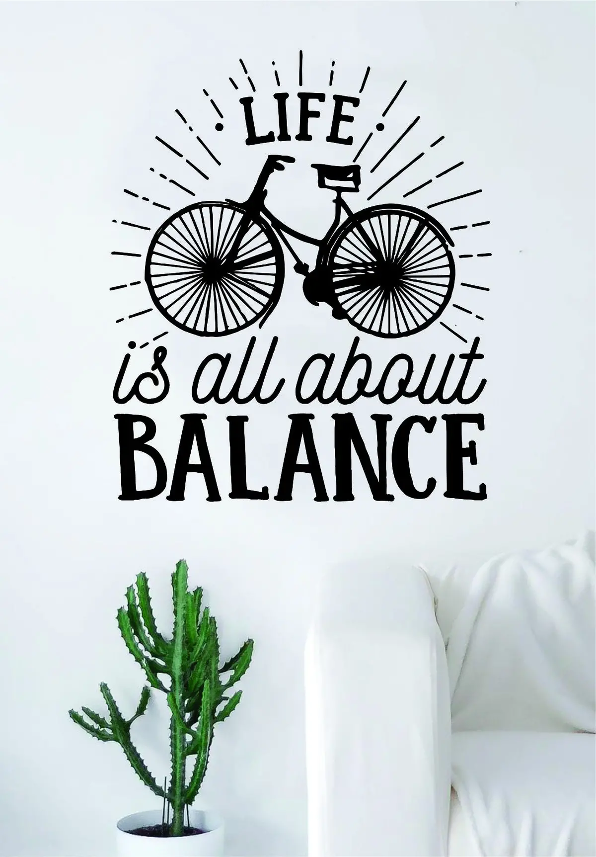 Life Is All About Balance Quote Wall Decal Sticker Bedroom Living Room Art Vinyl Beautiful Inspirational Travel Bike Bicycle Sports 1
