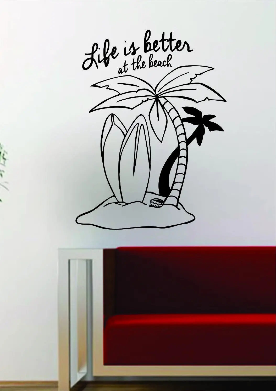 Life Is Better At The Beach Surfboards Beach Scene Decal Sticker Wall Vinyl Art Decor Home Ocean Surfer Surf Sports Summer 1