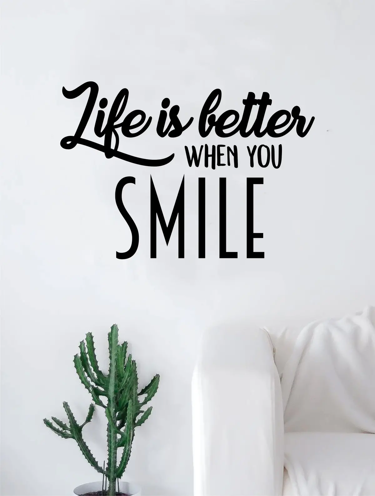 Life Is Better When Smile Quote Decal Sticker Wall Vinyl Art Home Decor Inspirational Happiness Happy 1