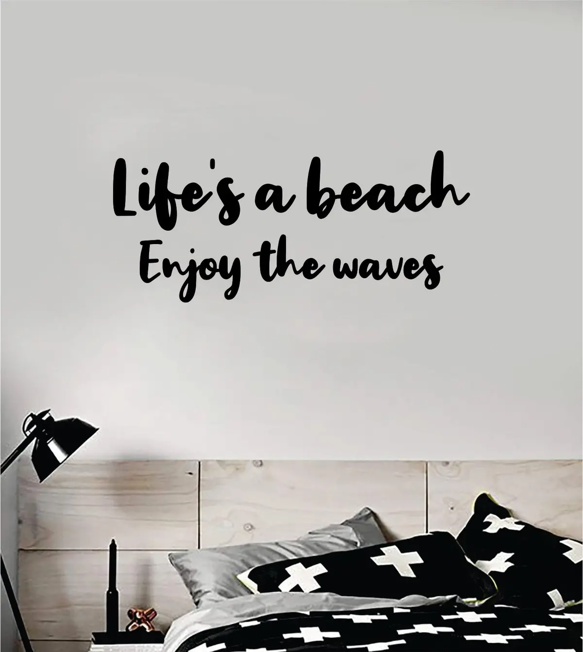 Life's A Beach Enjoy The Waves Wall Decal Sticker Vinyl Art Bedroom Room Home Decor Inspirational Ocean Surf Teen 1