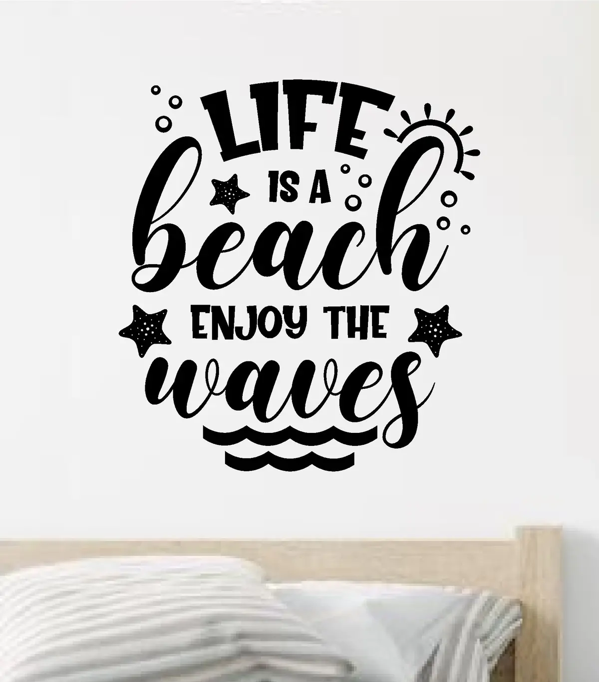 Life Is A Beach Wall Decal Sticker Vinyl Art Home Decor Bedroom Sports Quote Boy Girl Teen Baby Nursery Surf Ocean Beach Good Vibes Men Dad Tropical 1