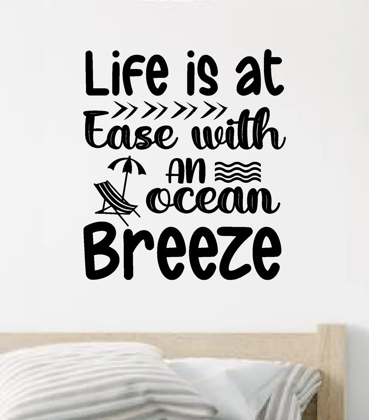 Life At Ease Ocean Breeze Wall Decal Sticker Vinyl Art Home Decor Bedroom Sports Quote Boy Girl Teen Baby Nursery Surf Ocean Beach Good Vibes Men Dad Tropical Vibes 1