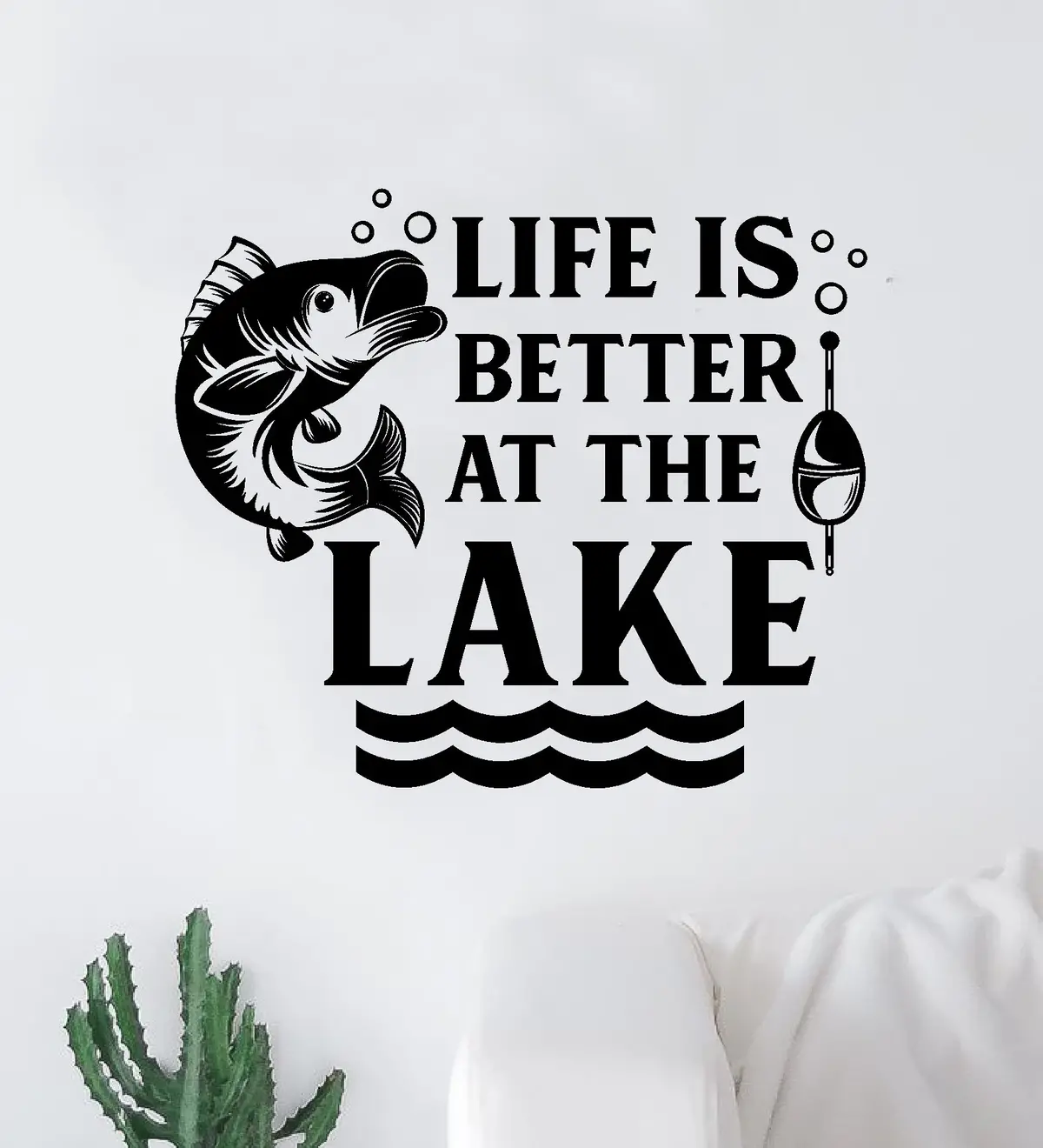 Life Is Better At The Lake V3 Wall Decal Sticker Vinyl Art Bedroom Room Decor Quote Vacation Relax Boat Lake Summer Man Cave River Ocean Men Dad Family Fisherman Nature Fish 1