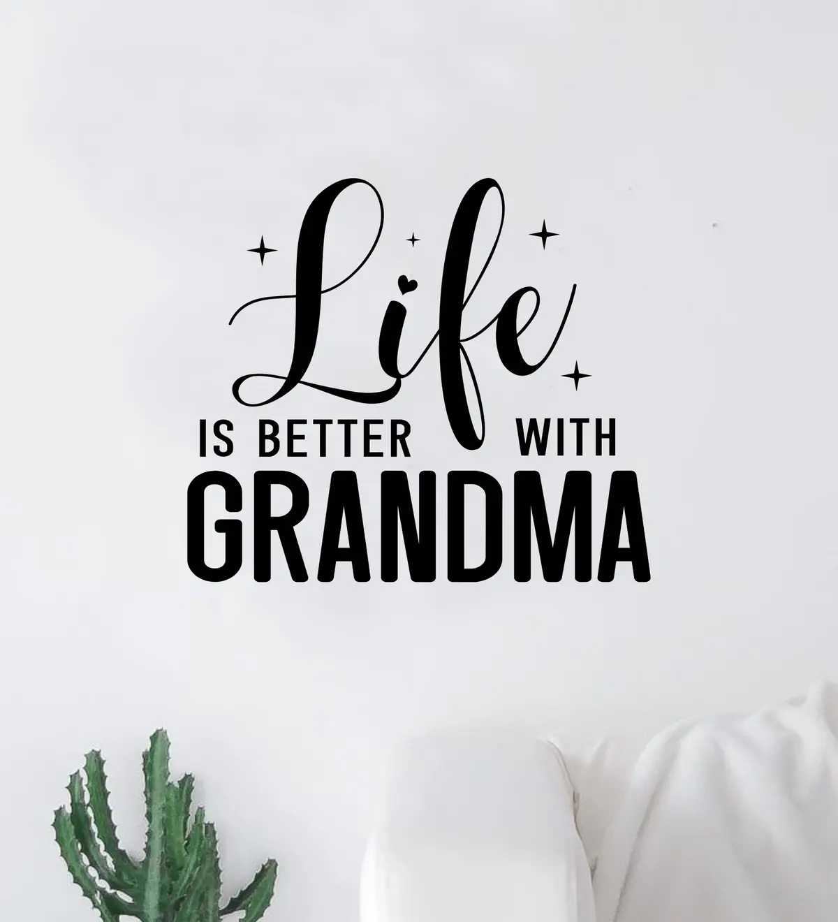 Life Is Better With Grandma Quote Wall Decal Sticker Vinyl Art Decor Bedroom Room Boy Girl Teen Inspirational Family Mom Grandmother Grandchildren Cute Love 1