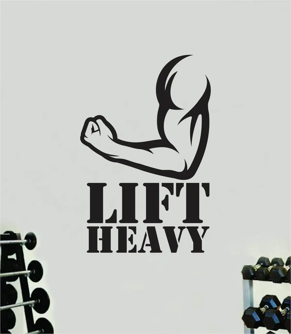 Lift Heavy Flex Quote Wall Decal Sticker Vinyl Art Decor Bedroom Room Boy Girl Inspirational Motivational Gym Fitness Health Exercise Beast Train 1